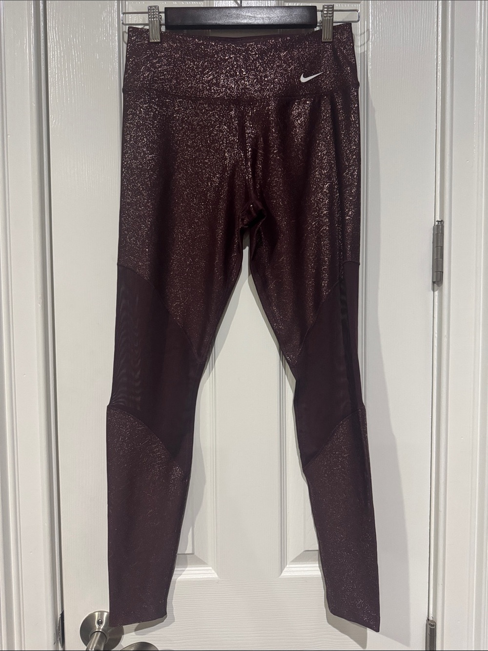 Nike Metallic Burgundy/Maroon High-Rise Leggings